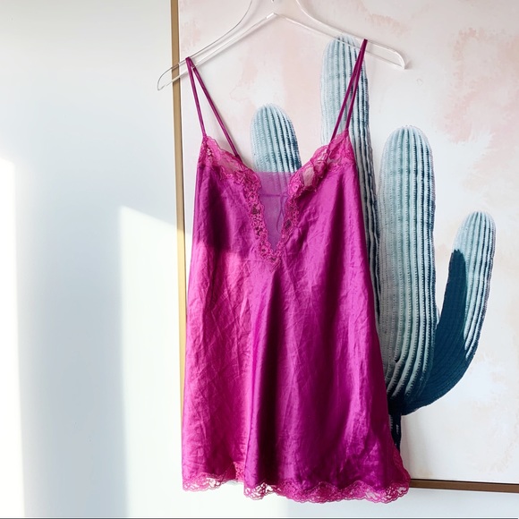 Victoria's Secret Other - Victoria’s Secret satin feel slip dress lace trim